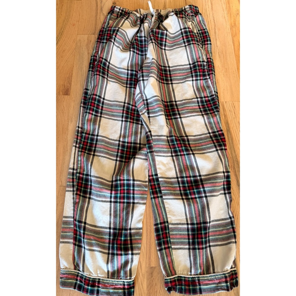 Stars Above Perfectly Cozy L Flannel Pajama Pants White Plaid Red Holiday
